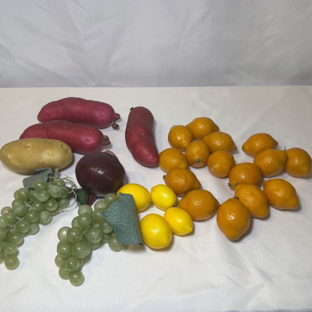 24pc Artificial Fruit Vegetable Lot Realistic Faux Food Kitchen‎ Decor Basket